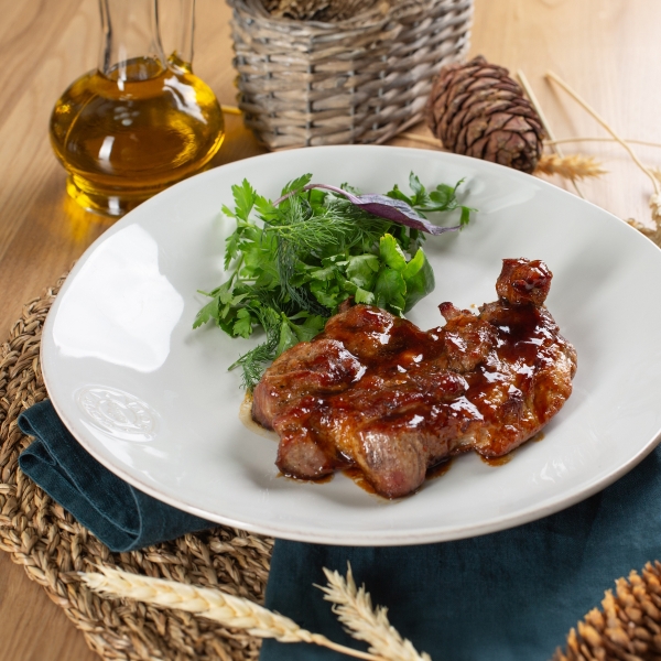 Стейк из свиной шеи терияки