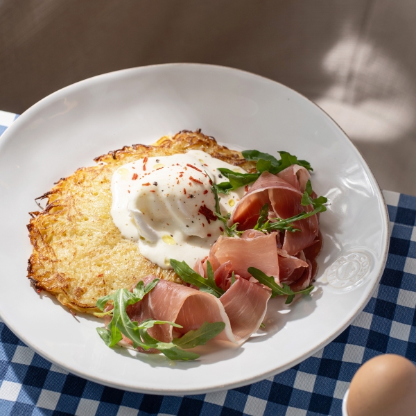 Картофельные оладьи с прошутто