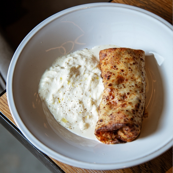 Блин с мясом и Cтрачателлой