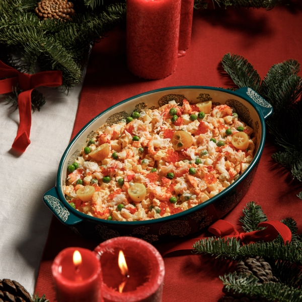 Оливье с камчатским крабом и креветкой