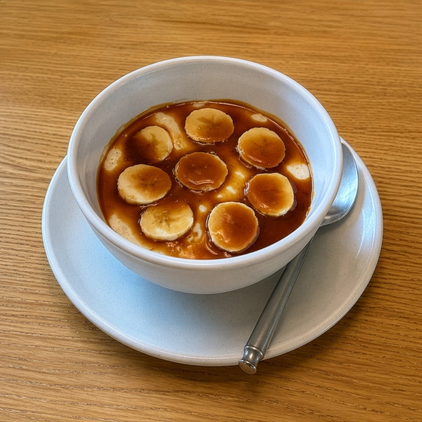 Каша овсяная с бананом и карамелью